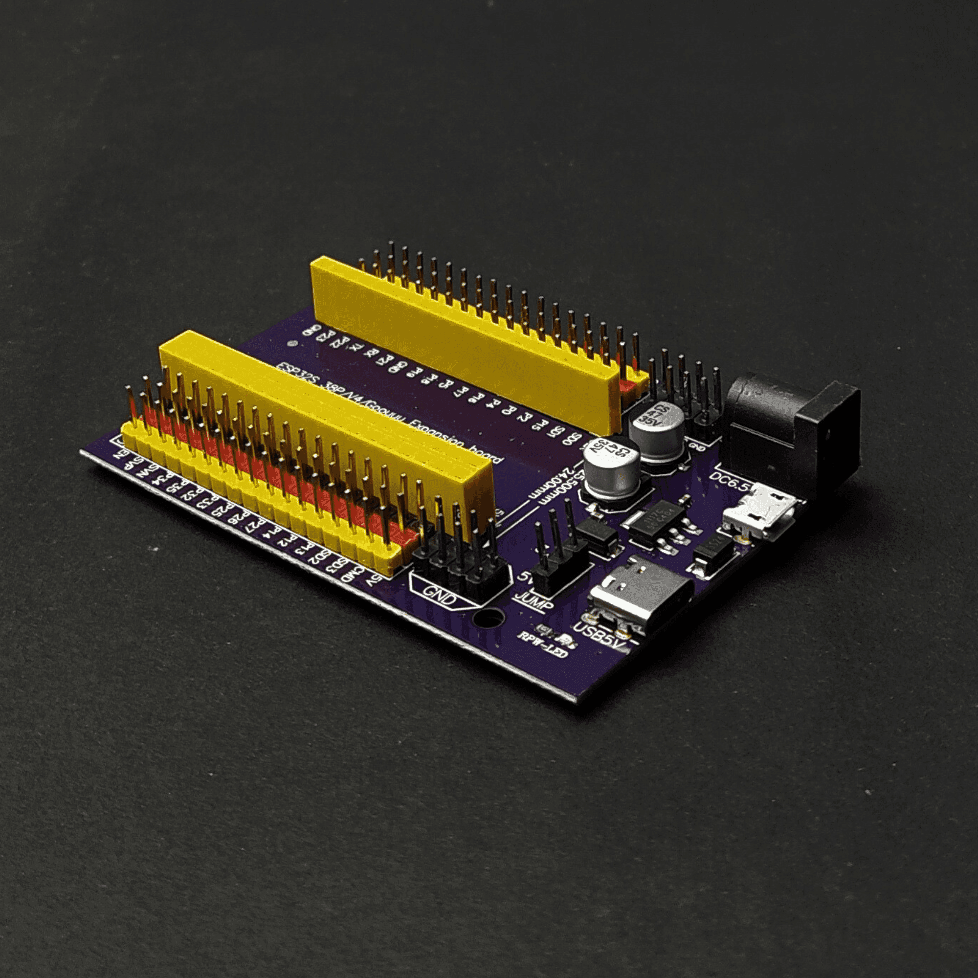 ESP32 ESP32S 38 Pin Purple Expansion Board for ESP32 WROOM-32 Development Board (38 Pins) Micro USB & USB C/Type Expansion Board