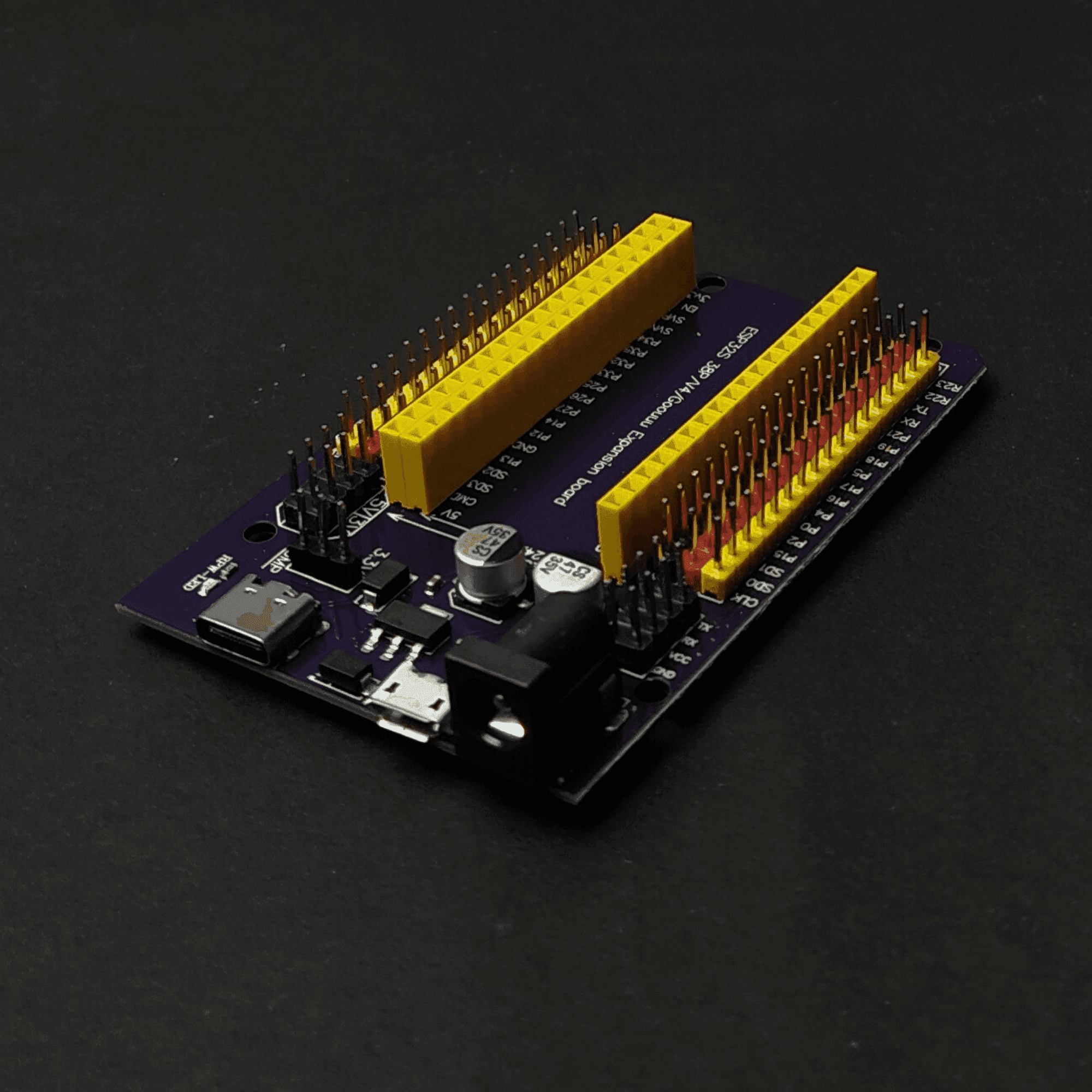 ESP32 ESP32S 38 Pin Purple Expansion Board for ESP32 WROOM-32 Development Board (38 Pins) Micro USB & USB C/Type Expansion Board