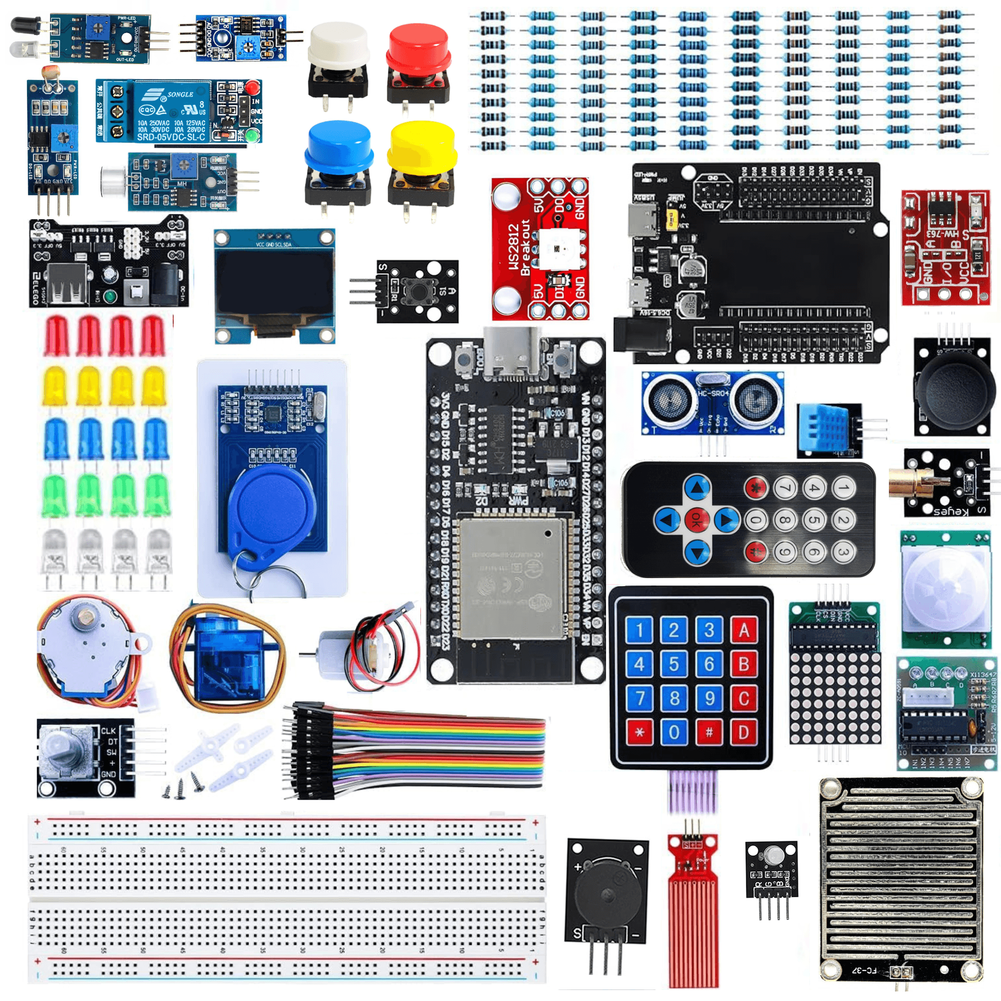 DIY Wireless IOT Ultimate Starter Kit with ESP32 Controller Board with C-Type Interface & Expension Board | 40+ Project Online Tutorials | Compatible with UNO, RPi, ESP32, | 42+ Components