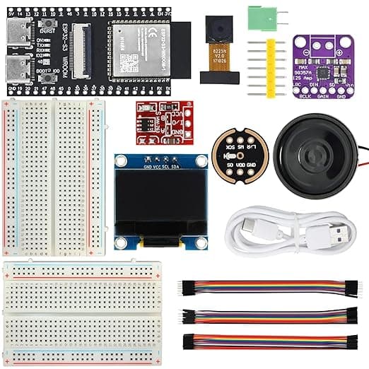 DIY AI Voice Kit with ESP32-S3 Camera Board | OLED, INMP441 Microphone, MAX98357 DAC, Speaker & More! | Smart Voice & Vision Development Kit for AI Projects