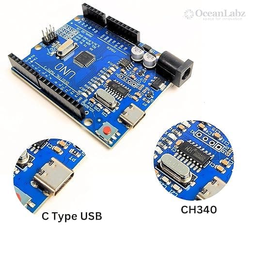 UNO R3 SMD Development Board with Type-C USB | ATmega328P Microcontroller Board | Compatible with UNO IDE & Shields (Fully Tested)
