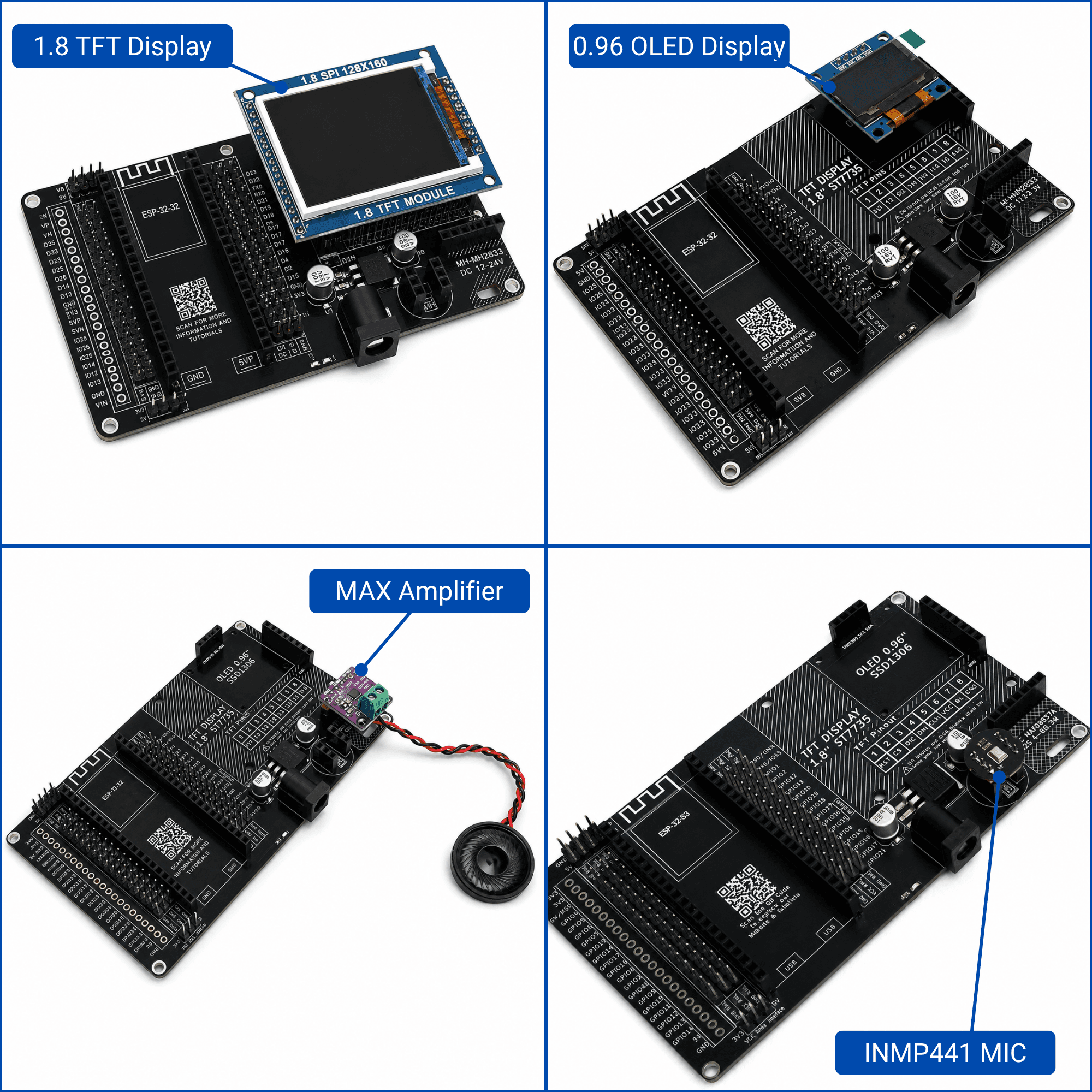 ESP32-S3 AI Expansion Board for ESP32-S3 N16R8 DevKit | Plug-and-Play Support for TFT Display, OLED, INMP441 Mic & MAX98357A Amplifier | No Jumper Required | Electronic