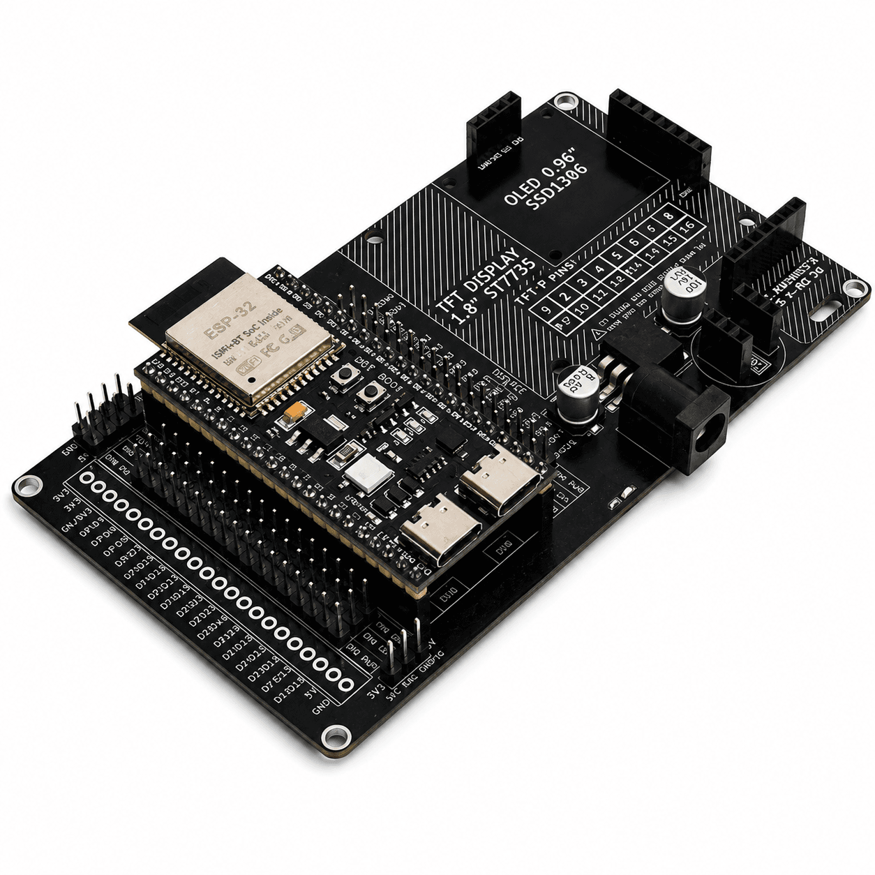 ESP32-S3 AI Expansion Board for ESP32-S3 N16R8 DevKit | Plug-and-Play Support for TFT Display, OLED, INMP441 Mic & MAX98357A Amplifier | No Jumper Required | Electronic