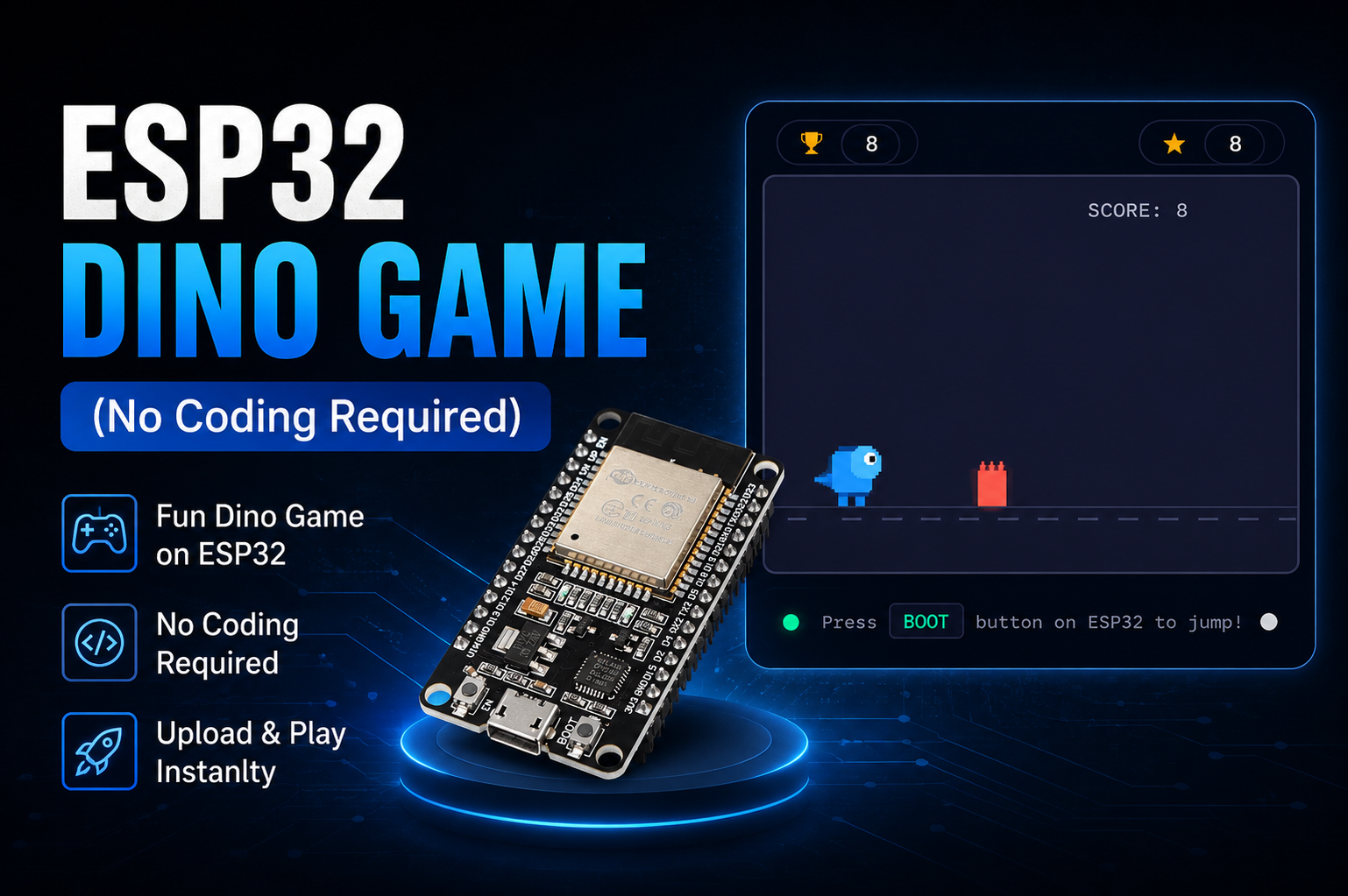ESP32 Dino Game (No Coding Required)